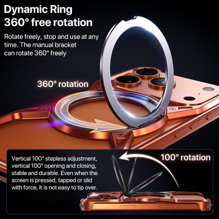 For iPhone 17 Pro Max Aluminum Alloy Frameless 360-Degree Rotating Phone Case(Orange) - iPhone 17 Pro Max Cases by buy2fix | Online Shopping UK | buy2fix
