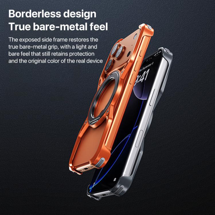 For iPhone 17 Pro Max Aluminum Alloy Frameless 360-Degree Rotating Phone Case(Silver) - iPhone 17 Pro Max Cases by buy2fix | Online Shopping UK | buy2fix