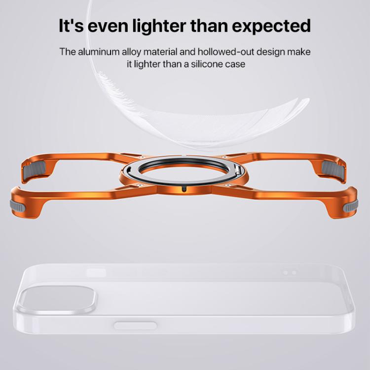 For iPhone 17 Pro Max Aluminum Alloy Frameless 360-Degree Rotating Phone Case(Silver) - iPhone 17 Pro Max Cases by buy2fix | Online Shopping UK | buy2fix