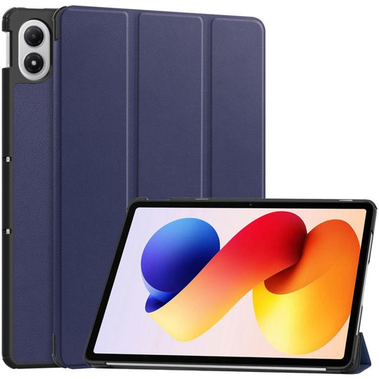 For Xiaomi Redmi Pad 2 Pro Custer Texture 3-Fold Holder Leather Smart Tablet Case(Dark Blue)