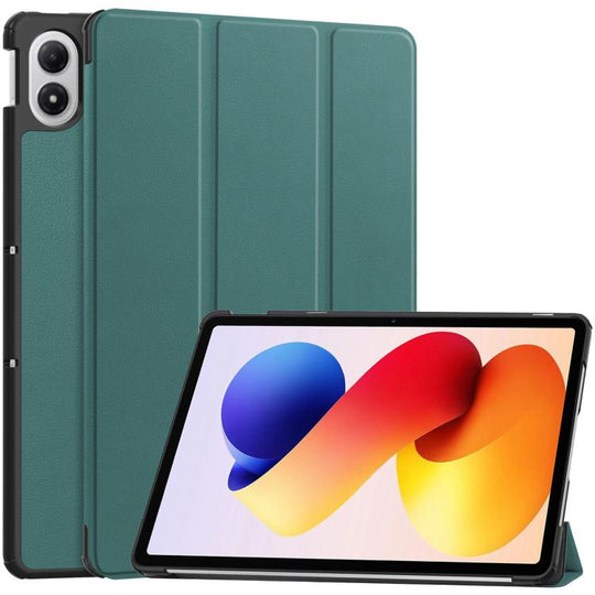 For Xiaomi Redmi Pad 2 Pro Custer Texture 3-Fold Holder Leather Smart Tablet Case(Green)