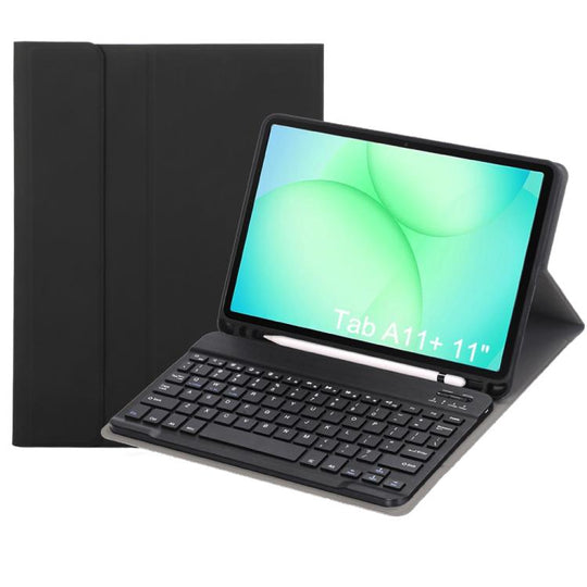For Samsung Galaxy Tab A11+ Candy Color TPU Bluetooth Keyboard Leather Tablet Case with Pen Holder(Black)