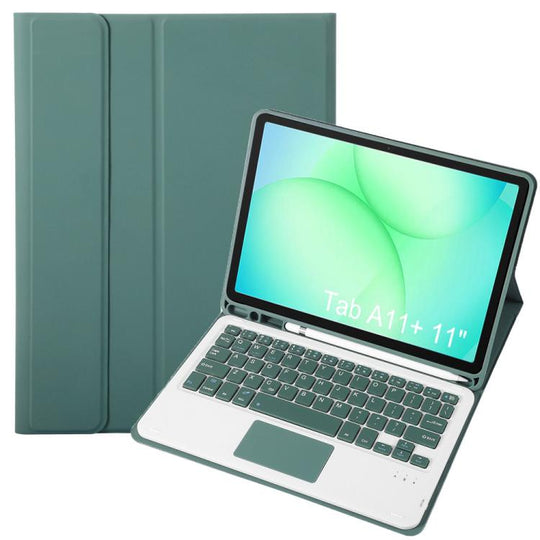 For Samsung Galaxy Tab A11+ Candy Color TPU Touch Bluetooth Keyboard Leather Tablet Case with Pen Holder(Dark Green)