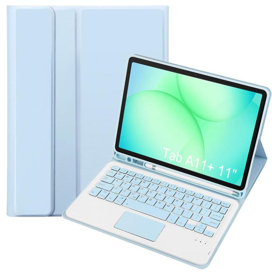 For Samsung Galaxy Tab A11+ Candy Color TPU Touch Bluetooth Keyboard Leather Tablet Case with Pen Holder(Ice Blue)
