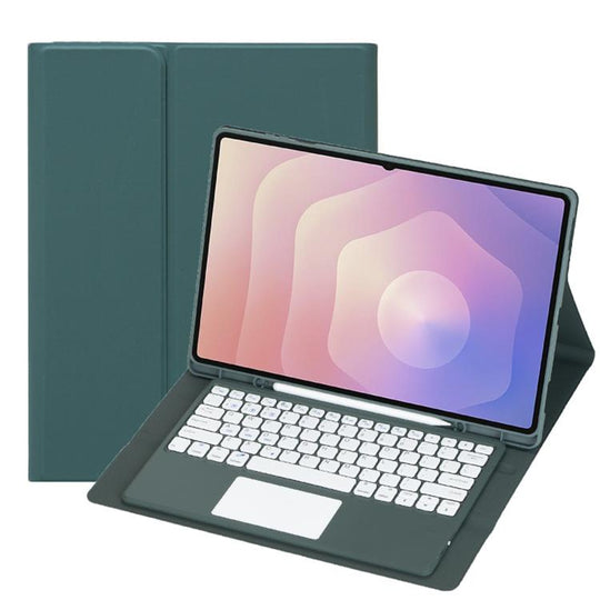 For Samsung Galaxy Tab S11 Ultra Candy Color TPU Touch Bluetooth Keyboard Leather Tablet Case with Pen Holder(Dark Green)