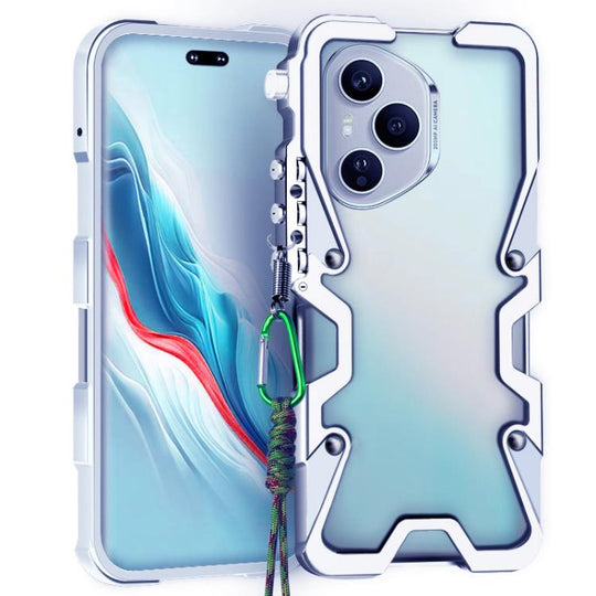 For Honor 400 Pro Global 160.8mm Trigger Design Hollow Metal Frame Phone Case with Lanyard(Silver)
