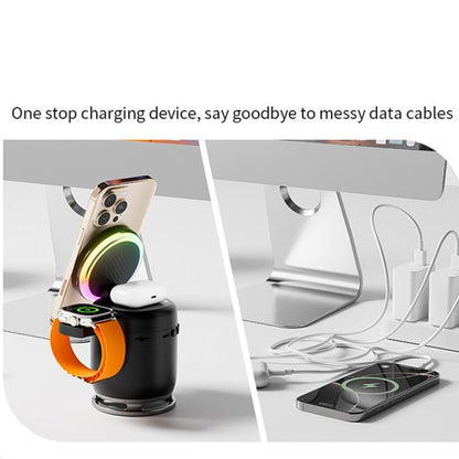 C52 Foldable 5 in 1 Desktop Magnetic Wireless Charging Bluetooth Speaker(Orange) - Multifunction Charger by buy2fix | Online Shopping UK | buy2fix