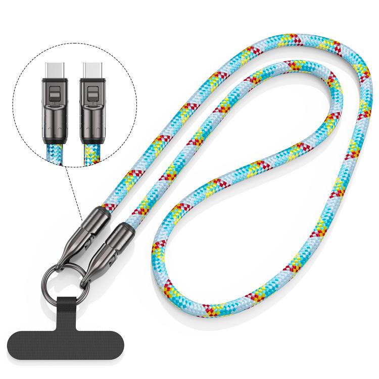 120cm 240W Type-C to Type-C Data Charging Cable Crossbody Phone Lanyard(Blue) - Lanyards & Wrist Straps by buy2fix | Online Shopping UK | buy2fix