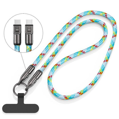 120cm 240W Type-C to Type-C Data Charging Cable Crossbody Phone Lanyard(Blue) - Lanyards & Wrist Straps by buy2fix | Online Shopping UK | buy2fix