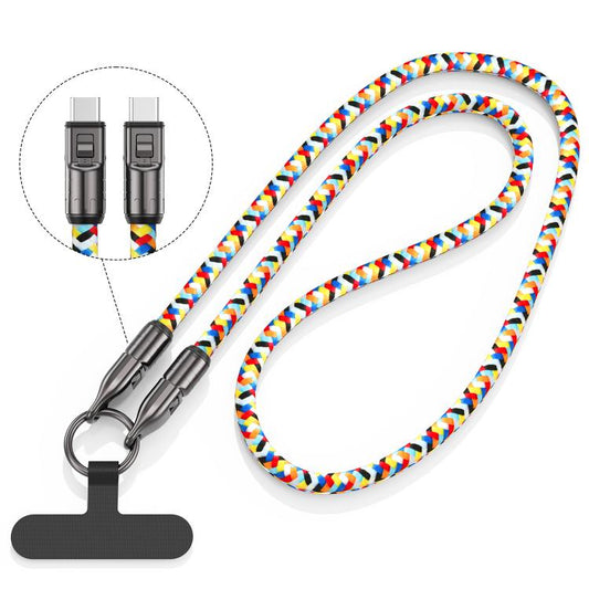 120cm 240W Type-C to Type-C Data Charging Cable Crossbody Phone Lanyard(Colorful) - Lanyards & Wrist Straps by buy2fix | Online Shopping UK | buy2fix