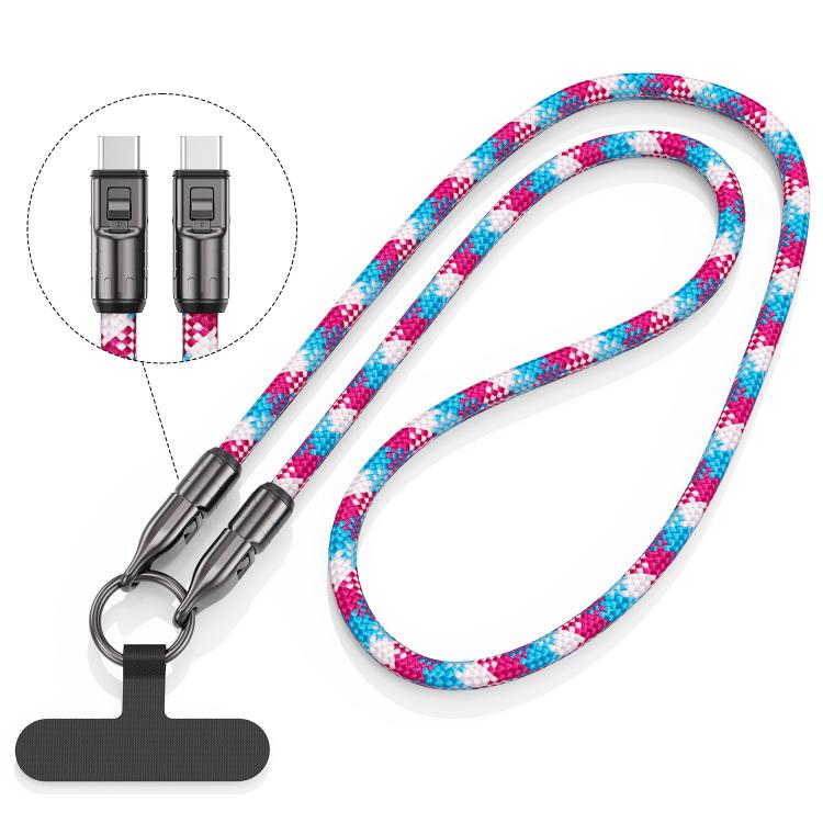 120cm 240W Type-C to Type-C Data Charging Cable Crossbody Phone Lanyard(Pink) - Lanyards & Wrist Straps by buy2fix | Online Shopping UK | buy2fix