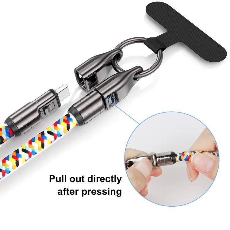 120cm 240W Type-C to Type-C Data Charging Cable Crossbody Phone Lanyard(Blue) - Lanyards & Wrist Straps by buy2fix | Online Shopping UK | buy2fix