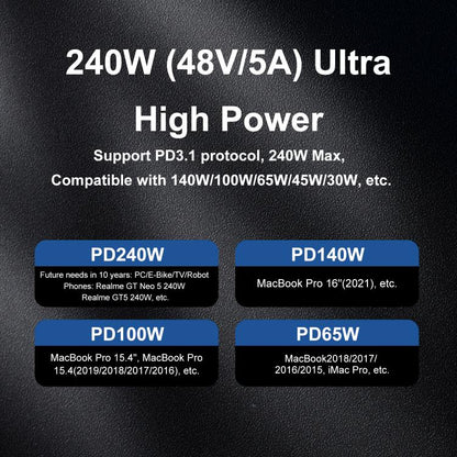 120cm 240W Type-C to Type-C Data Charging Cable Crossbody Phone Lanyard(Black) - Lanyards & Wrist Straps by buy2fix | Online Shopping UK | buy2fix