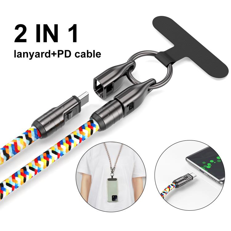 120cm 240W Type-C to Type-C Data Charging Cable Crossbody Phone Lanyard(Black) - Lanyards & Wrist Straps by buy2fix | Online Shopping UK | buy2fix