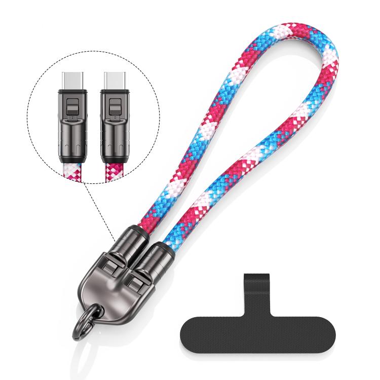 30cm 240W Type-C to Type-C Data Charging Cable Phone Anti-lost Wrist Short Strap(Pink) - Lanyards & Wrist Straps by buy2fix | Online Shopping UK | buy2fix