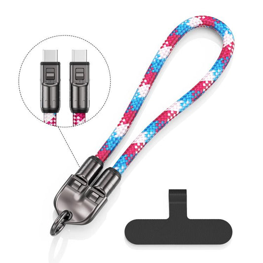 30cm 240W Type-C to Type-C Data Charging Cable Phone Anti-lost Wrist Short Strap(Pink) - Lanyards & Wrist Straps by buy2fix | Online Shopping UK | buy2fix