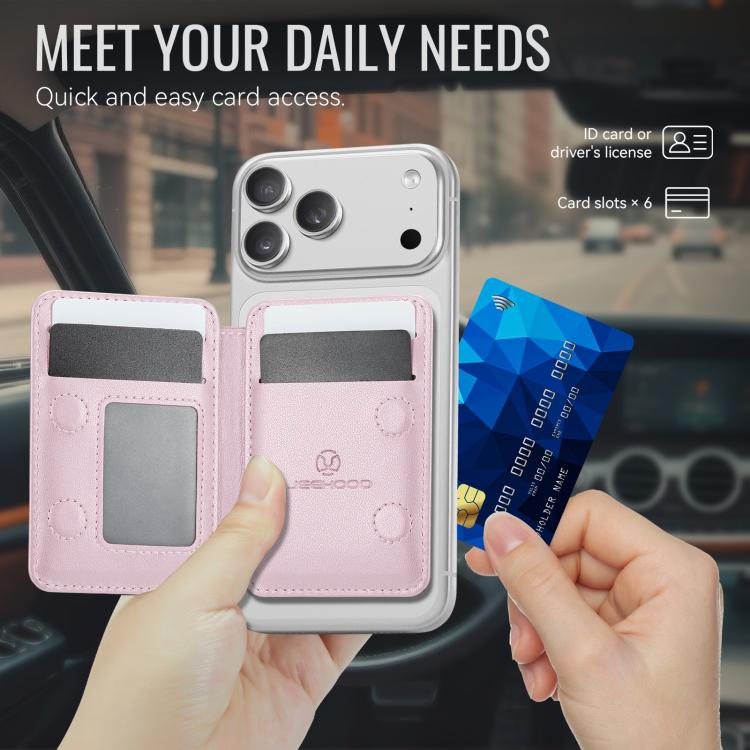 JEEHOOD J10 RFID Magnetic Card Bag(Pink) - Adhesive Card Holders by JEEHOOD | Online Shopping UK | buy2fix