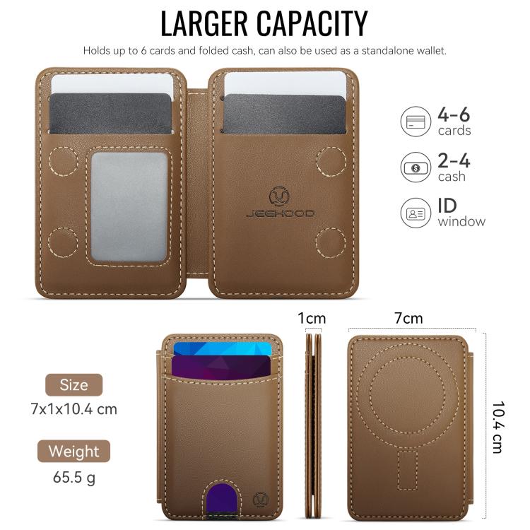 JEEHOOD J10 RFID Magnetic Card Bag(Brown) - Adhesive Card Holders by JEEHOOD | Online Shopping UK | buy2fix