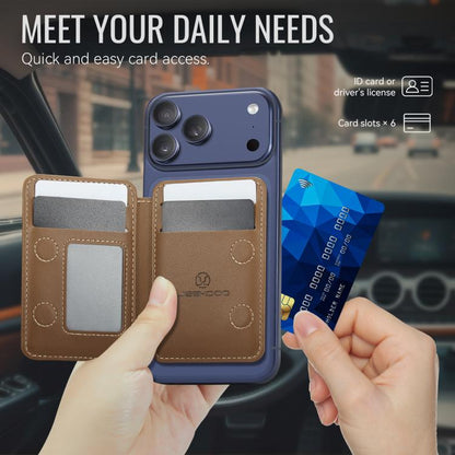 JEEHOOD J10 RFID Magnetic Card Bag(Brown) - Adhesive Card Holders by JEEHOOD | Online Shopping UK | buy2fix