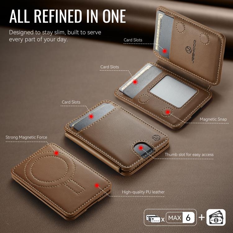 JEEHOOD J10 RFID Magnetic Card Bag(Brown) - Adhesive Card Holders by JEEHOOD | Online Shopping UK | buy2fix