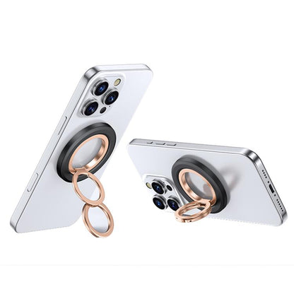 360 Degree Rotation Double Ring Magnetic MagSafe Phone Holder(Black Gold) - Ring Holder by buy2fix | Online Shopping UK | buy2fix