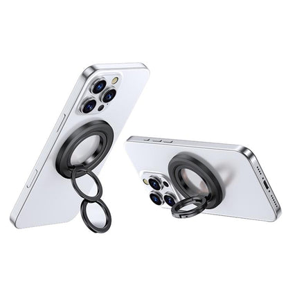 360 Degree Rotation Double Ring Magnetic MagSafe Phone Holder(Black) - Ring Holder by buy2fix | Online Shopping UK | buy2fix