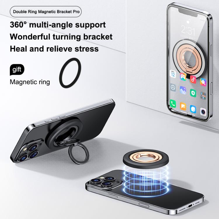 360 Degree Rotation Double Ring Magnetic MagSafe Phone Holder(Silver) - Ring Holder by buy2fix | Online Shopping UK | buy2fix