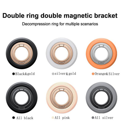 360 Degree Rotation Double Ring Magnetic MagSafe Phone Holder(Orange Silver) - Ring Holder by buy2fix | Online Shopping UK | buy2fix