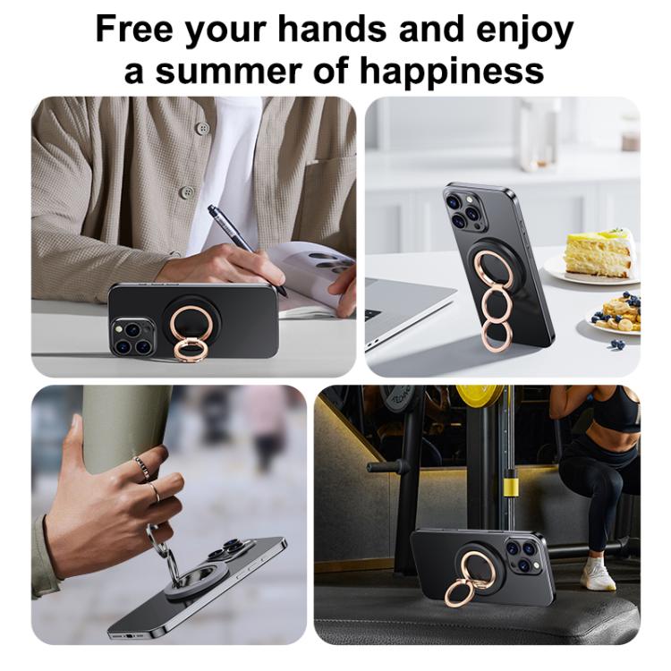 360 Degree Rotation Double Ring Magnetic MagSafe Phone Holder(Orange Silver) - Ring Holder by buy2fix | Online Shopping UK | buy2fix