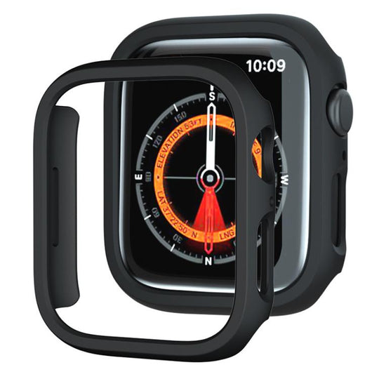 For Apple Watch Series 11 46mm / 10 46mm xDfind PC Frosted Hollow Half Coverage Watch Cover(Black)