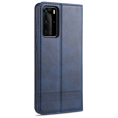 For Huawei P40 AZNS Magnetic Calf Texture Horizontal Flip Leather Case with Card Slots & Holder & Wallet(Dark Blue) - Huawei Cases by AZNS | Online Shopping UK | buy2fix