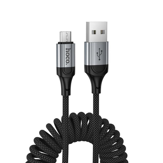 hoco X121 Nuevo Charging USB-A to Micro Spring Braided Data Cable(Black)