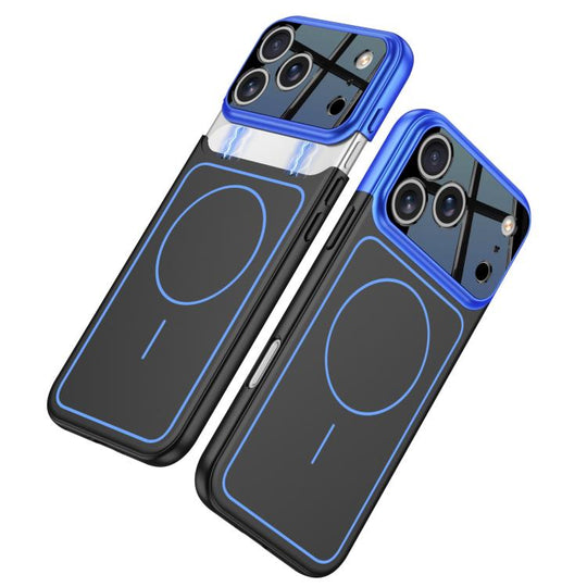 For iPhone 17 Pro Max GKK Color Master Splicing MagSafe Magnetic Frame Phone Case(Blue Black)