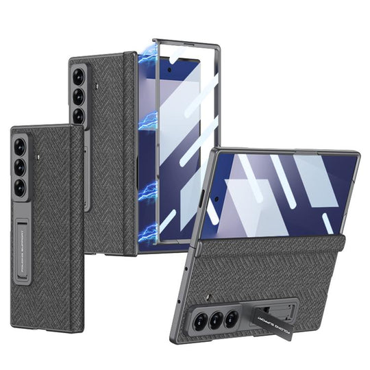 For Samsung Galaxy Z Fold7 5G GKK Integrated Magnetic Folding Plain Leather Hinge Phone Case(Grey)