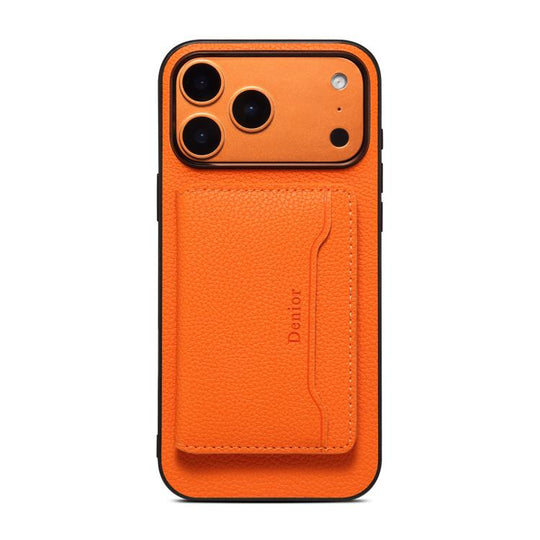 For iPhone 18 Pro Max / 17 Pro Max Denior D30 Calf Texture MagSafe Card Bag Phone Case(Orange)