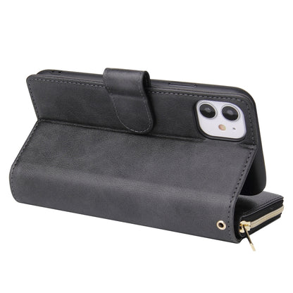 For iPhone 11 Pro Max Zipper Wallet Bag Horizontal Flip PU Leather Case with Holder & 9 Card Slots & Wallet & Lanyard & Photo Frame(Black) - iPhone 11 Pro Max Cases by buy2fix | Online Shopping UK | buy2fix