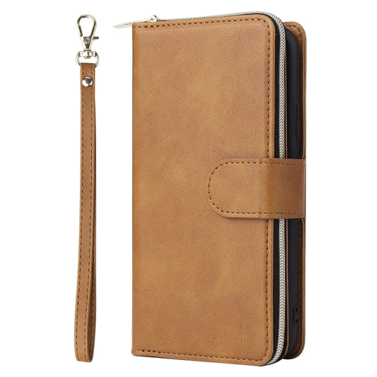 For iPhone 11 Pro Max Zipper Wallet Bag Horizontal Flip PU Leather Case with Holder & 9 Card Slots & Wallet & Lanyard & Photo Frame(Brown) - iPhone 11 Pro Max Cases by buy2fix | Online Shopping UK | buy2fix