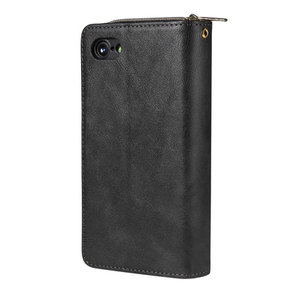 For iPhone SE 2022 / SE 2020 / 8 / 7 Zipper Wallet Bag Horizontal Flip PU Leather Case with Holder & 9 Card Slots & Wallet & Lanyard & Photo Frame(Black) - iPhone SE 2022 / 2020 / 8 / 7 Cases by buy2fix | Online Shopping UK | buy2fix