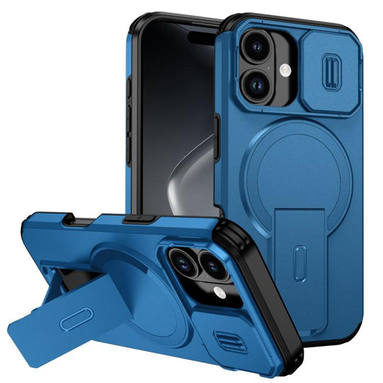 For iPhone 18 Sliding Camshield MagSafe Holder Phone Case(Blue)