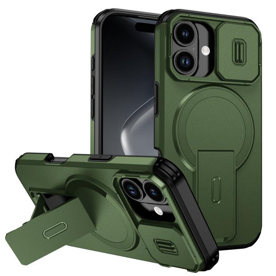For iPhone 18 Sliding Camshield MagSafe Holder Phone Case(Green)