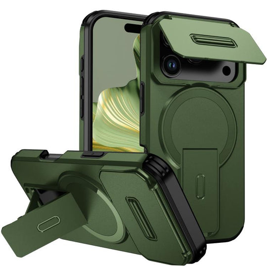 For iPhone 18 Pro Sliding Camshield MagSafe Holder Phone Case(Green)