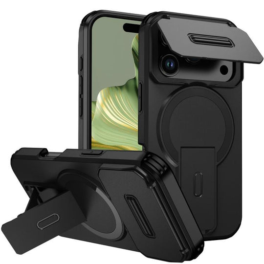For iPhone 18 Pro Max Sliding Camshield MagSafe Holder Phone Case(Black)