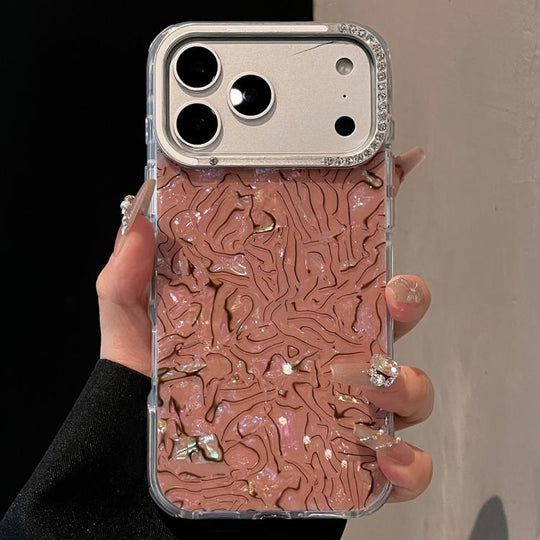 For iPhone 18 Pro Max / 17 Pro Max Ink Rhythm Colorful Shell Pattern TPU Hybrid IMD Phone Case(Brown)