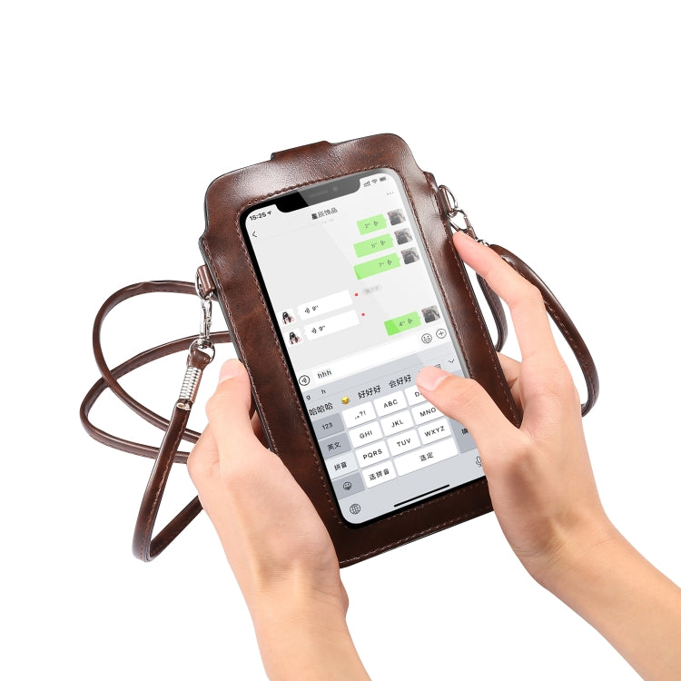 Crazy Horse Textured Riser Touch Screen Phone Case Universal Diagonal Carrying  Leather Case Suitable for 5.5-6.9 inch Smartphones(Brown) - Universal Leather Case by buy2fix | Online Shopping UK | buy2fix