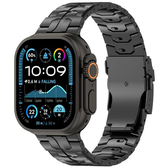 For Apple Watch 46mm / 49mm / 45mm / 44mm Detachable Safety Clasp Titanium Alloy Watch Band(Black)
