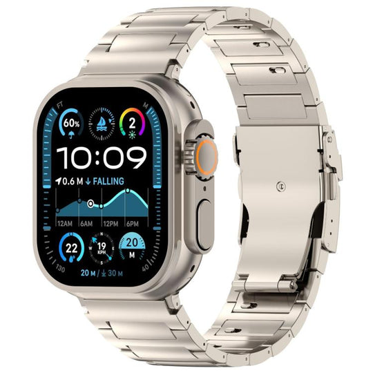 For Apple Watch 46mm / 49mm / 45mm / 44mm I-shaped Quick-release Safety Clasp Titanium Alloy Watch Band(Titanium)
