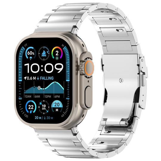 For Apple Watch 46mm / 49mm / 45mm / 44mm I-shaped Quick-release Safety Clasp Titanium Alloy Watch Band(Silver)