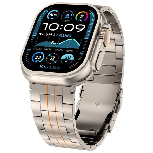 For Apple Watch 46mm / 49mm / 45mm / 44mm Three-bead Safety Clasp Titanium Alloy Watch Band(Titanium Orange)