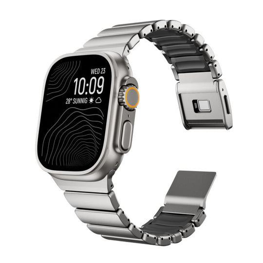 For Apple Watch 46mm / 49mm / 45mm / 44mm Magnetic Norman Buckle Integrated One-bead Stainless Steel Watch Band(Titanium Black)