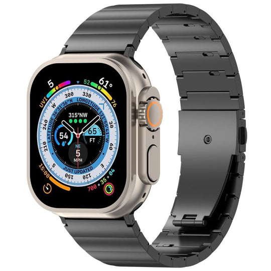 For Apple Watch 42mm / 41mm / 40mm / 38mm One-bead Quick-release Flat Buckle Titanium Alloy Watch Band(Black)